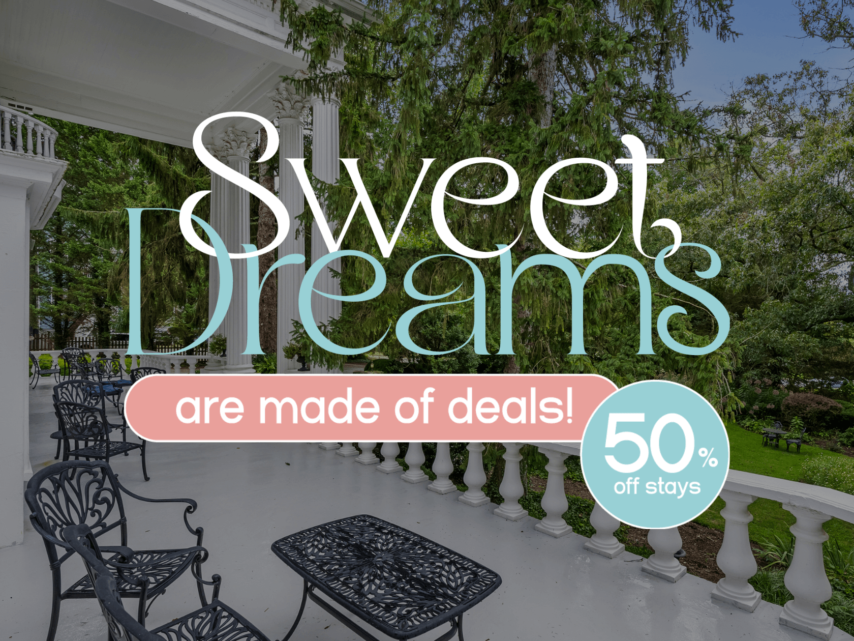 the view off the balcony of the hotel with the words 